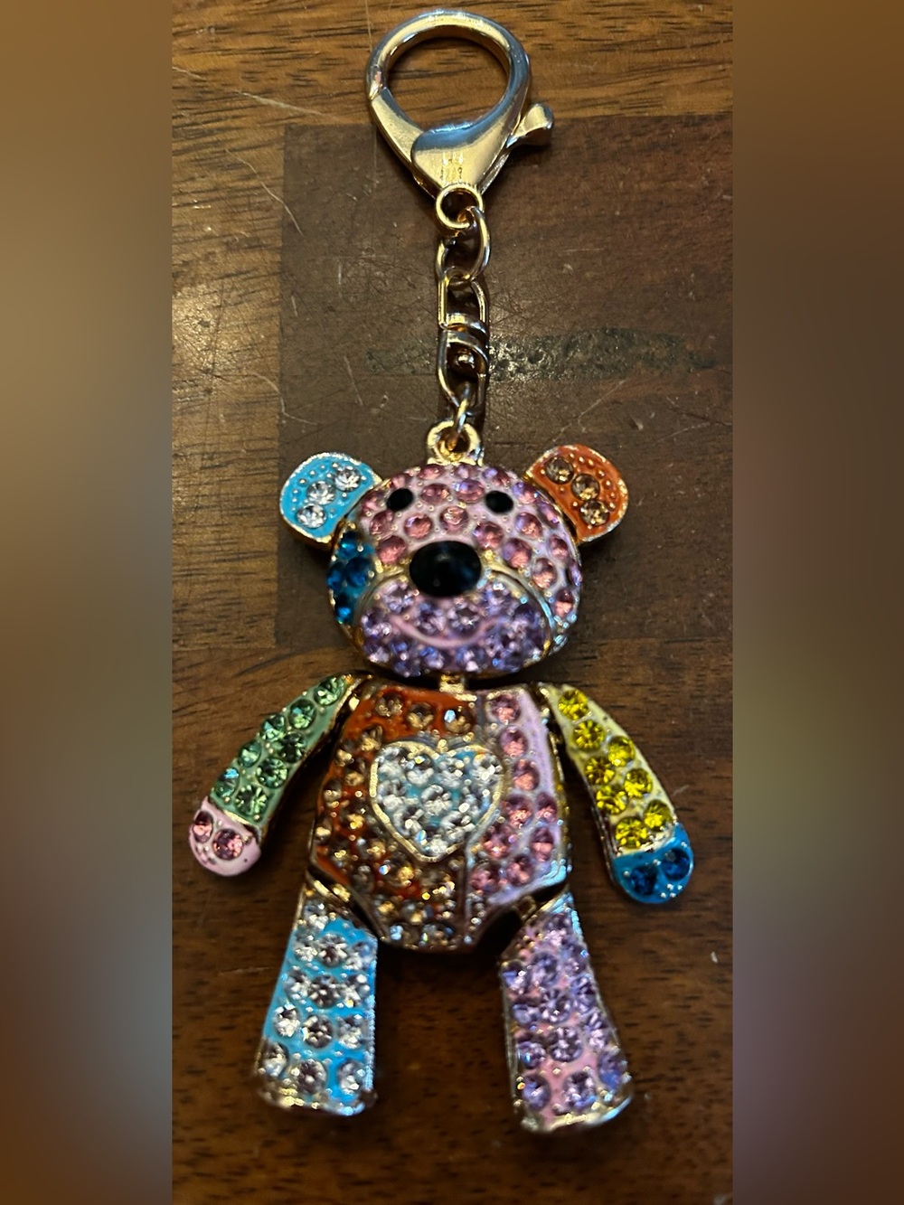 Cute Fashion Jewelry Multicolor Crystal Movable Teddy Bear Bag Charm